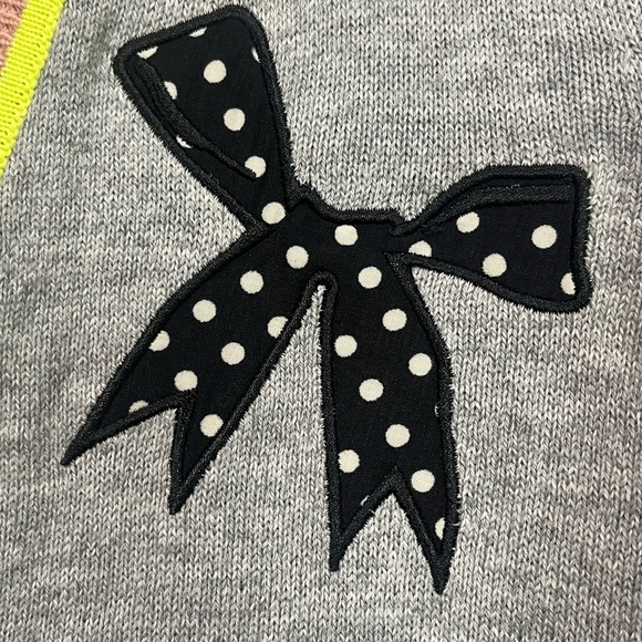 Princess Vera Wang Gray Button Cardigan Sweater Sz S Lace Hem Colorful Trim - Picture 3 of 16